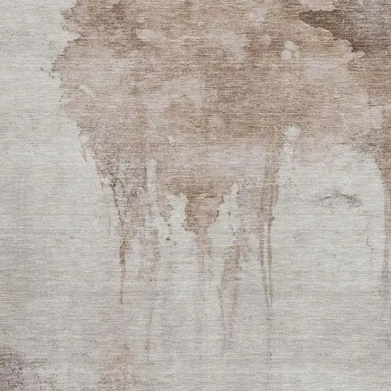 Taupe And Ivory Abstract Washable Indoor Outdoor Area Rug Photo 3