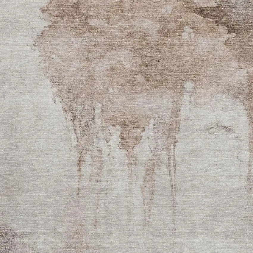 Taupe And Ivory Abstract Washable Indoor Outdoor Area Rug Photo 3