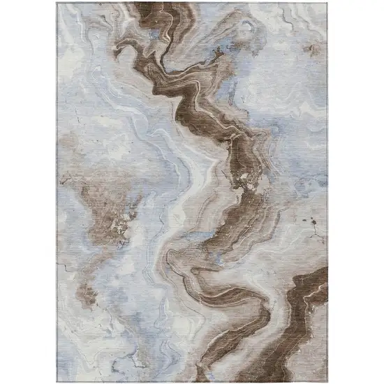 Taupe And Ivory Abstract Washable Indoor Outdoor Area Rug Photo 1