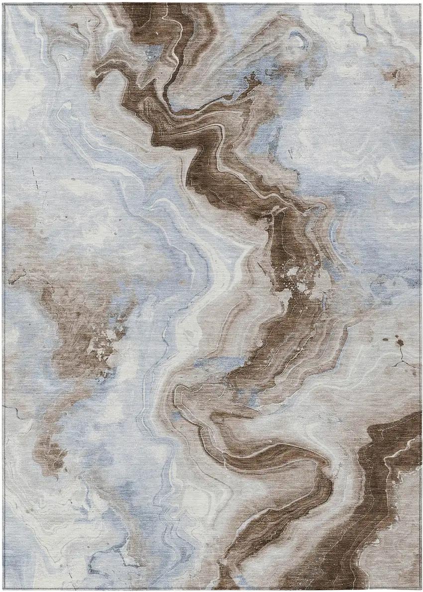 Taupe And Ivory Abstract Washable Indoor Outdoor Area Rug Photo 8