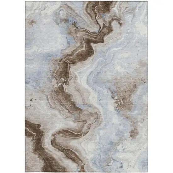 Taupe And Ivory Abstract Washable Indoor Outdoor Area Rug Photo 1
