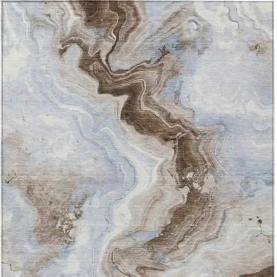 Taupe And Ivory Abstract Washable Indoor Outdoor Area Rug Photo 9