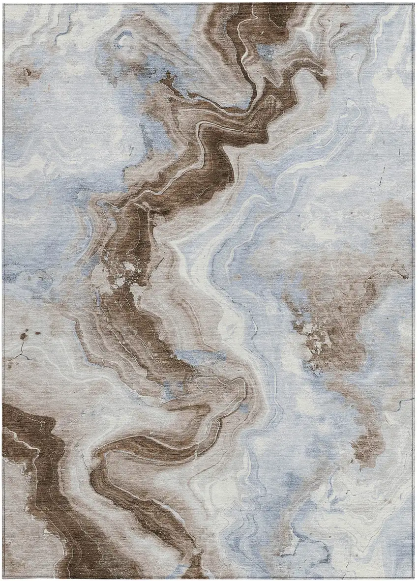Taupe And Ivory Abstract Washable Indoor Outdoor Area Rug Photo 4