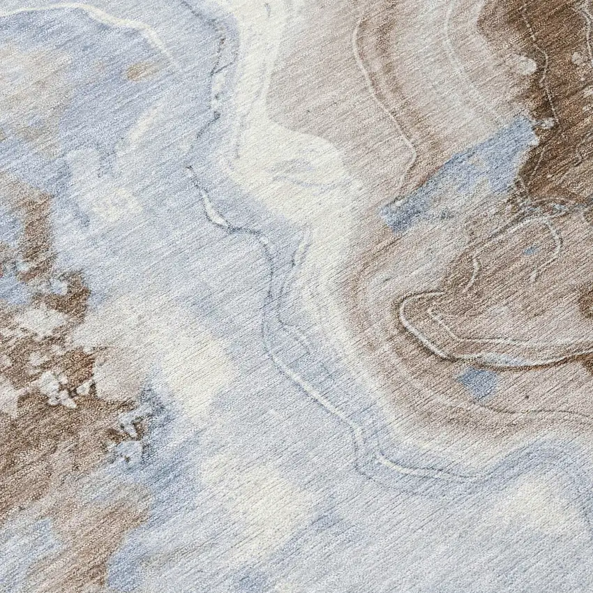 Taupe And Ivory Abstract Washable Indoor Outdoor Area Rug Photo 9