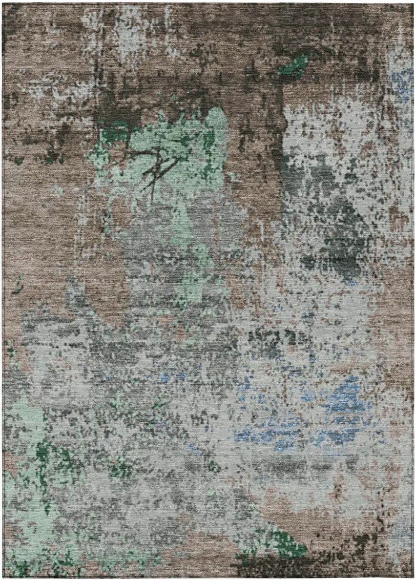 Taupe And Ivory Abstract Washable Indoor Outdoor Area Rug Photo 1