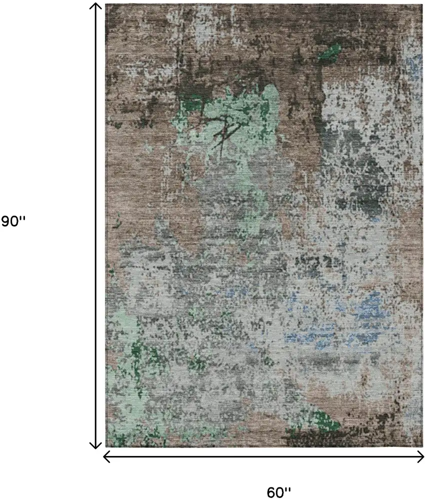 Taupe And Ivory Abstract Washable Indoor Outdoor Area Rug Photo 9
