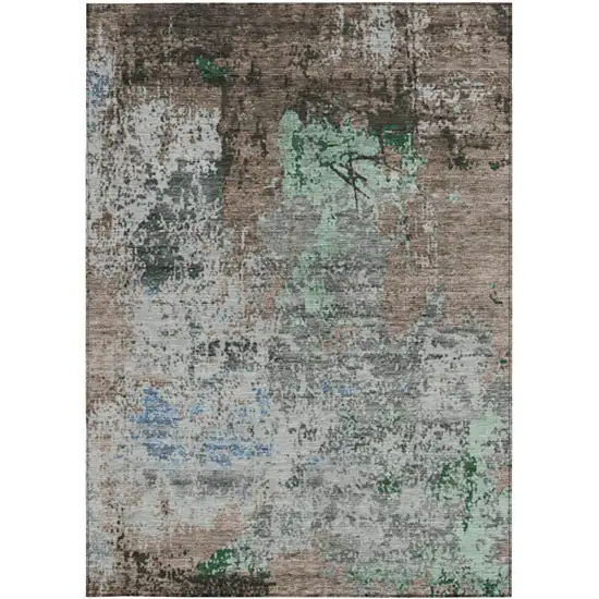Taupe And Ivory Abstract Washable Indoor Outdoor Area Rug Photo 4