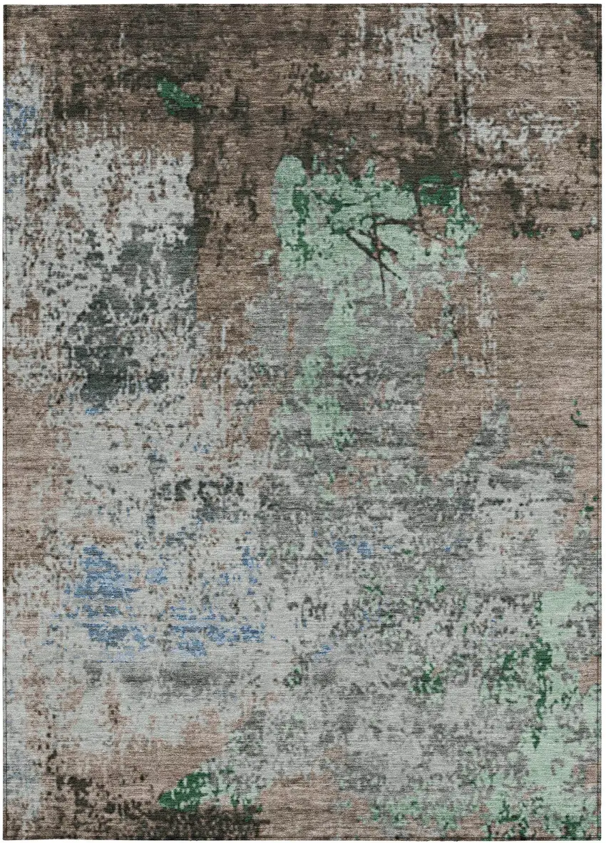 Taupe And Ivory Abstract Washable Indoor Outdoor Area Rug Photo 4