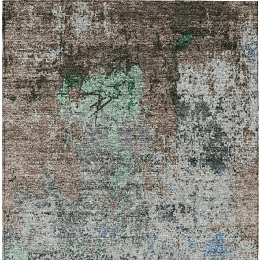 Taupe And Ivory Abstract Washable Indoor Outdoor Area Rug Photo 9