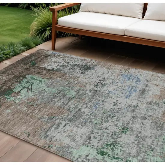 Taupe And Ivory Abstract Washable Indoor Outdoor Area Rug Photo 2
