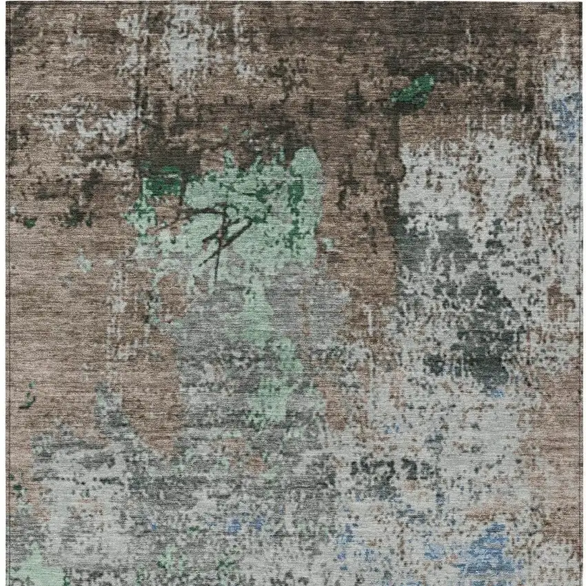 Taupe And Ivory Abstract Washable Indoor Outdoor Area Rug Photo 4