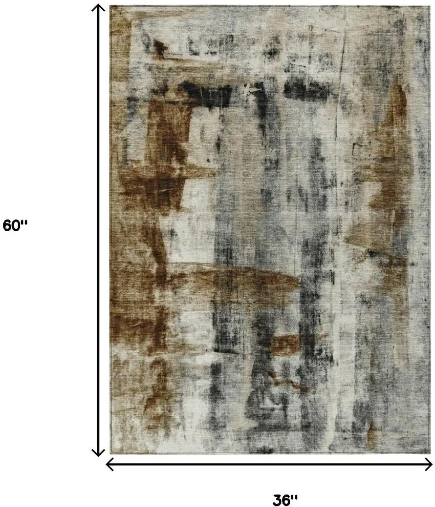 Taupe And Ivory Abstract Washable Indoor Outdoor Area Rug Photo 8