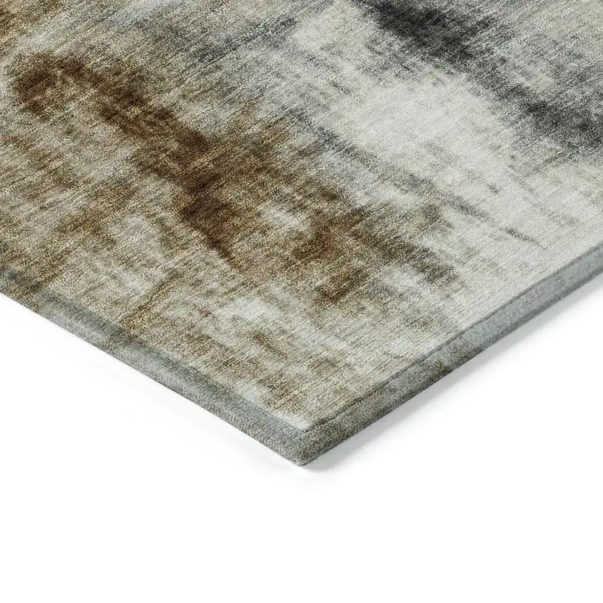 Taupe And Ivory Abstract Washable Indoor Outdoor Area Rug Photo 9
