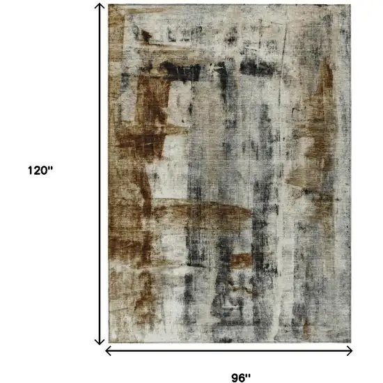 Taupe And Ivory Abstract Washable Indoor Outdoor Area Rug Photo 8