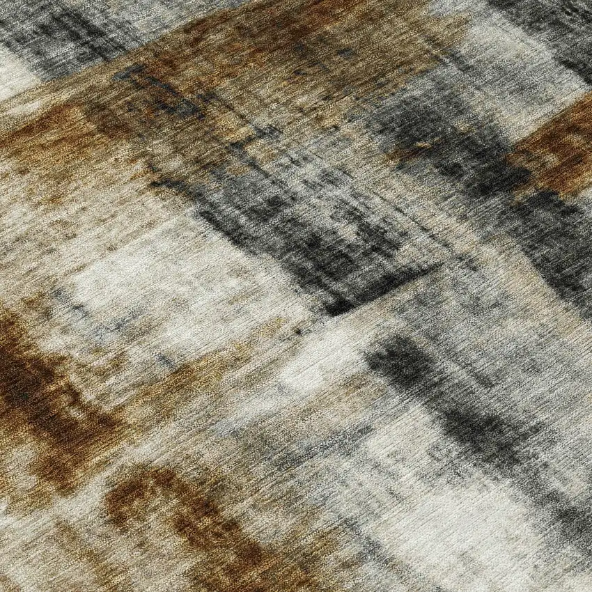Taupe And Ivory Abstract Washable Indoor Outdoor Area Rug Photo 7