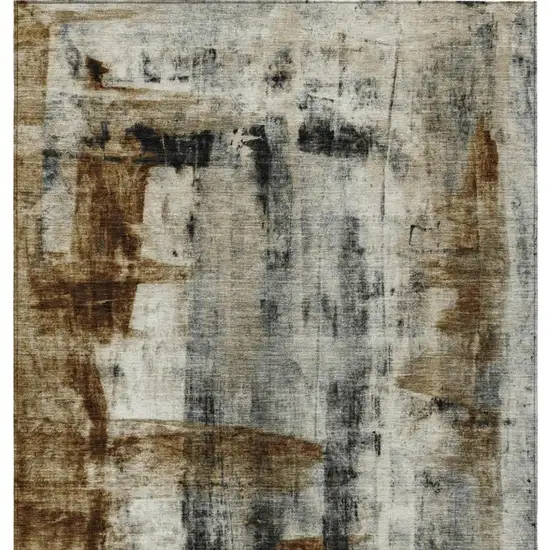 Taupe And Ivory Abstract Washable Indoor Outdoor Area Rug Photo 9