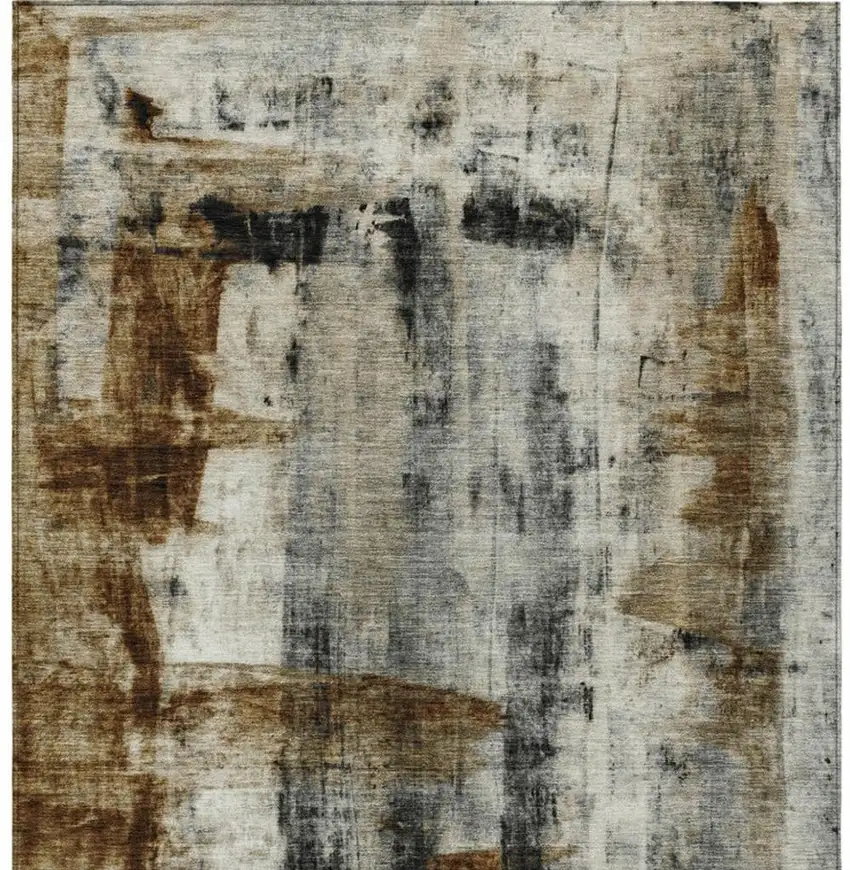 Taupe And Ivory Abstract Washable Indoor Outdoor Area Rug Photo 9