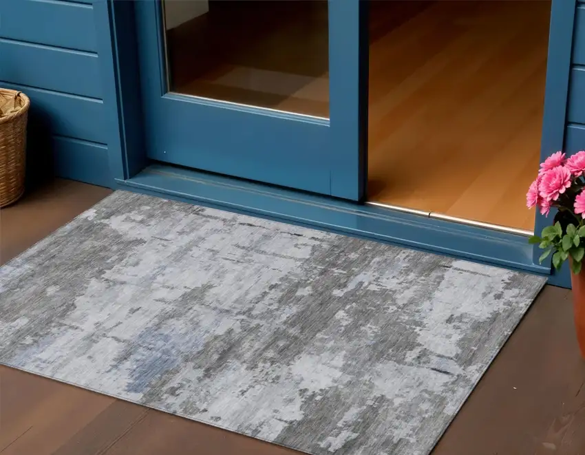 Taupe And Ivory Abstract Washable Indoor Outdoor Area Rug Photo 1