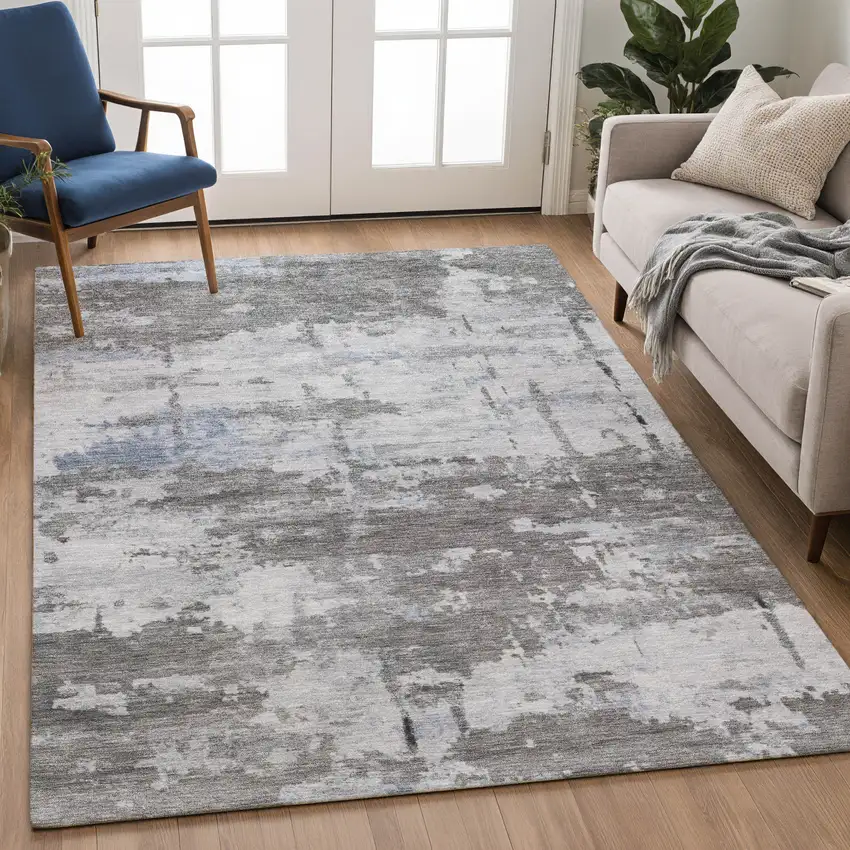Taupe And Ivory Abstract Washable Indoor Outdoor Area Rug Photo 5