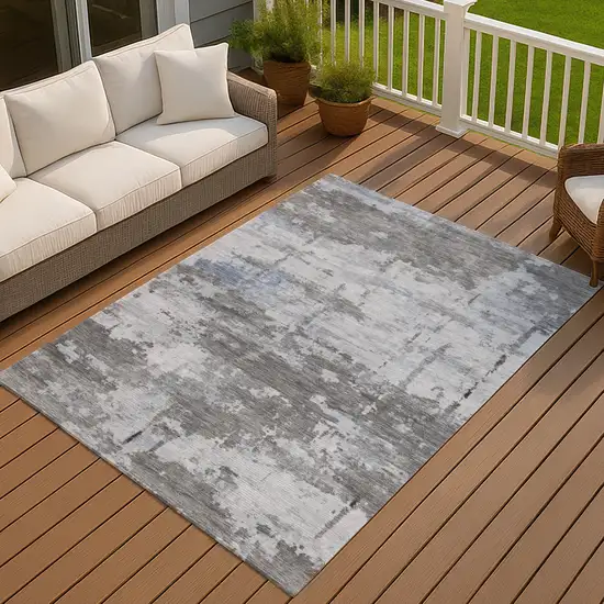 Taupe And Ivory Abstract Washable Indoor Outdoor Area Rug Photo 4