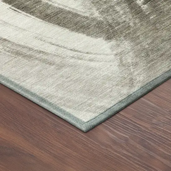Taupe And Ivory Abstract Washable Indoor Outdoor Area Rug Photo 5