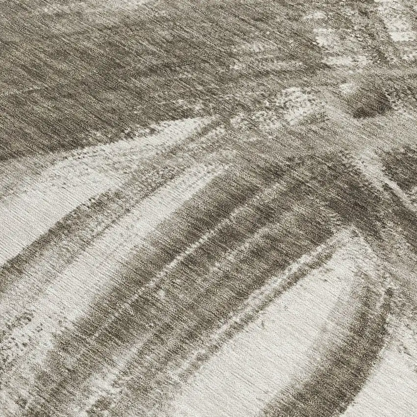 Taupe And Ivory Abstract Washable Indoor Outdoor Area Rug Photo 3