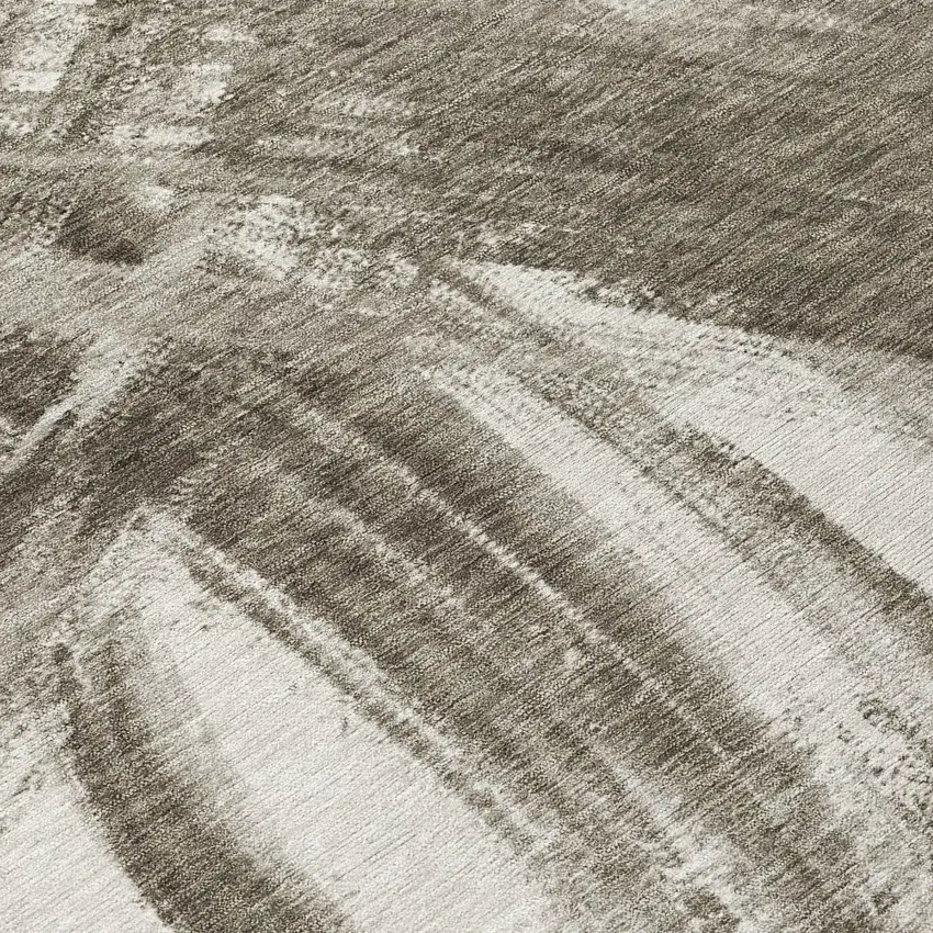 Taupe And Ivory Abstract Washable Indoor Outdoor Area Rug Photo 1