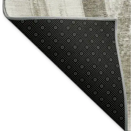 Taupe And Ivory Abstract Washable Indoor Outdoor Area Rug Photo 9