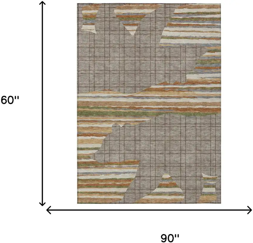 Taupe And Ivory Abstract Washable Indoor Outdoor Area Rug Photo 6