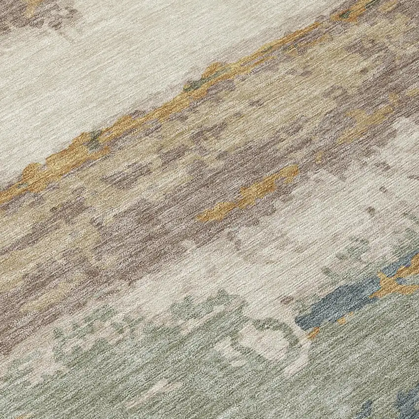 Taupe And Ivory Abstract Washable Indoor Outdoor Area Rug Photo 5