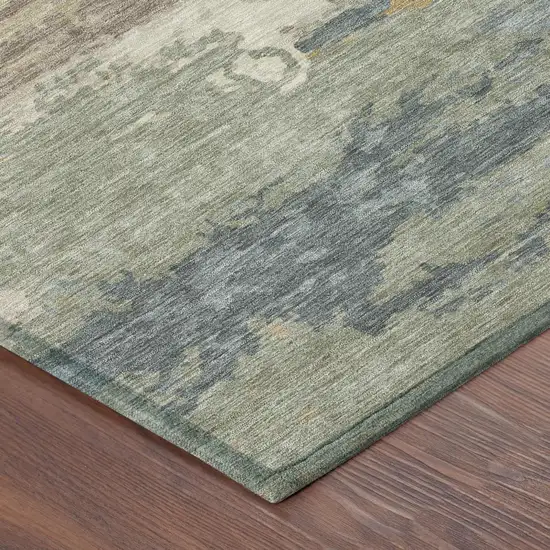 Taupe And Ivory Abstract Washable Indoor Outdoor Area Rug Photo 4