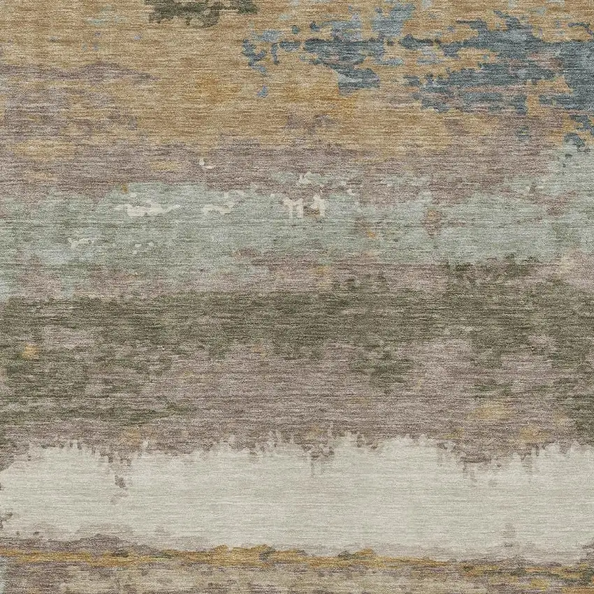 Taupe And Ivory Abstract Washable Indoor Outdoor Area Rug Photo 2