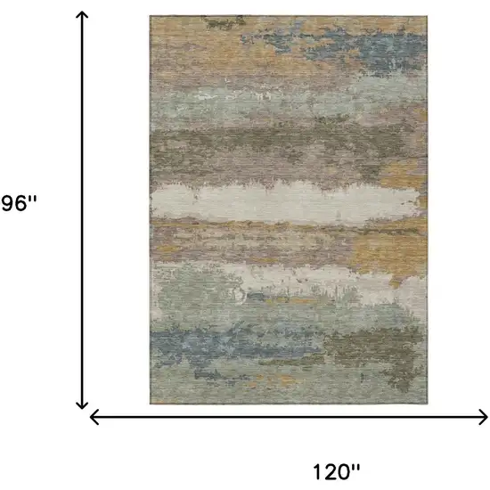 Taupe And Ivory Abstract Washable Indoor Outdoor Area Rug Photo 6