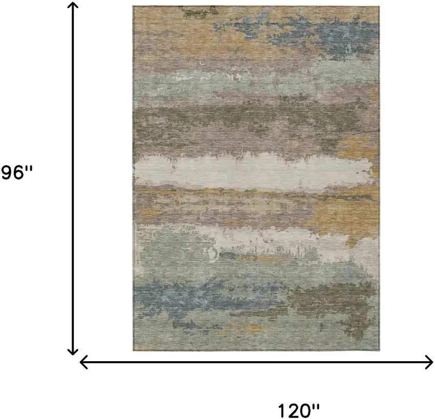 Taupe And Ivory Abstract Washable Indoor Outdoor Area Rug Photo 6