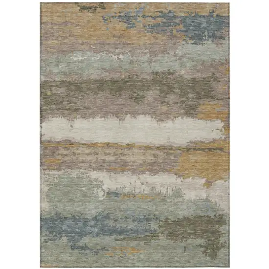 Taupe And Ivory Abstract Washable Indoor Outdoor Area Rug Photo 1