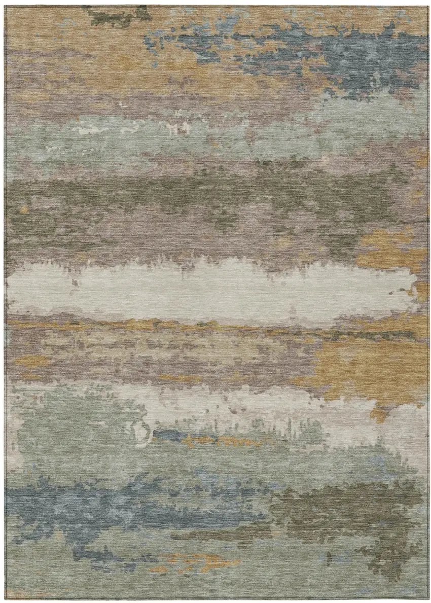 Taupe And Ivory Abstract Washable Indoor Outdoor Area Rug Photo 1