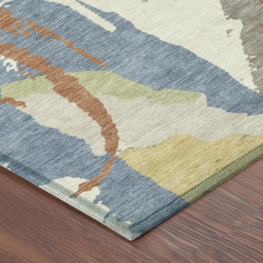 Taupe And Ivory Abstract Washable Indoor Outdoor Area Rug Photo 7