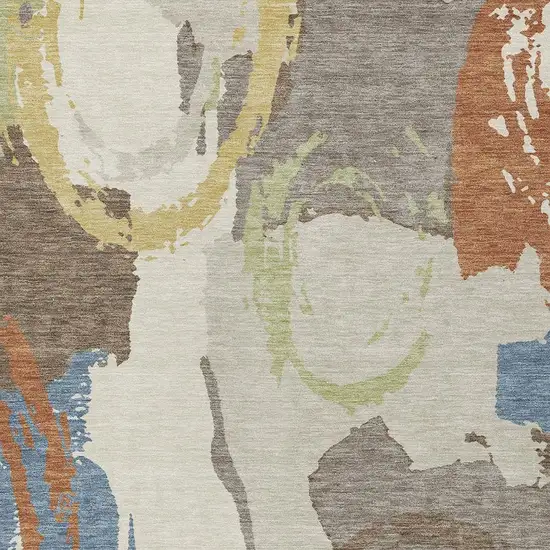 Taupe And Ivory Abstract Washable Indoor Outdoor Area Rug Photo 5