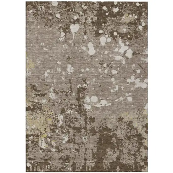 Taupe And Ivory Abstract Washable Indoor Outdoor Area Rug Photo 2