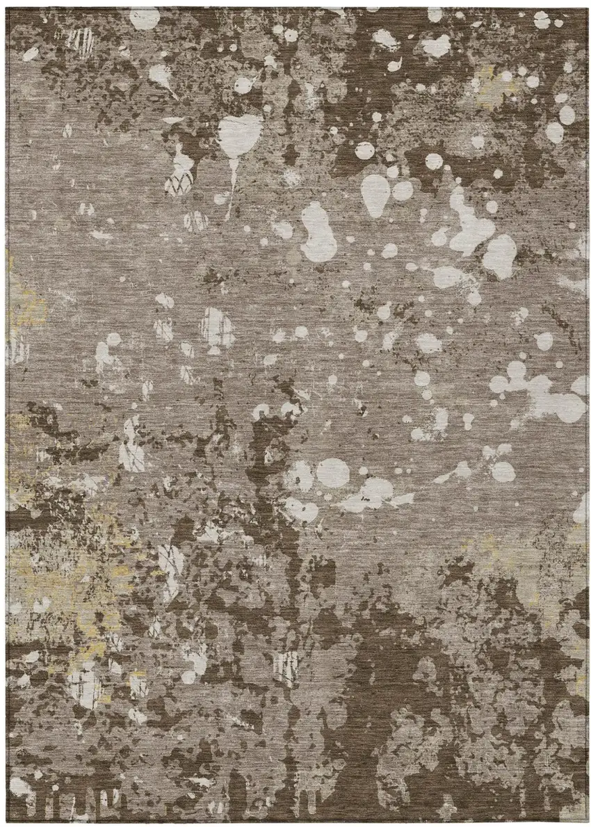 Taupe And Ivory Abstract Washable Indoor Outdoor Area Rug Photo 2