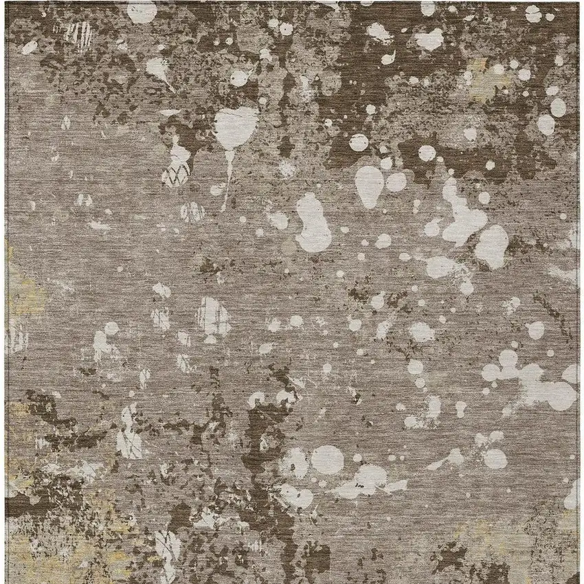 Taupe And Ivory Abstract Washable Indoor Outdoor Area Rug Photo 4