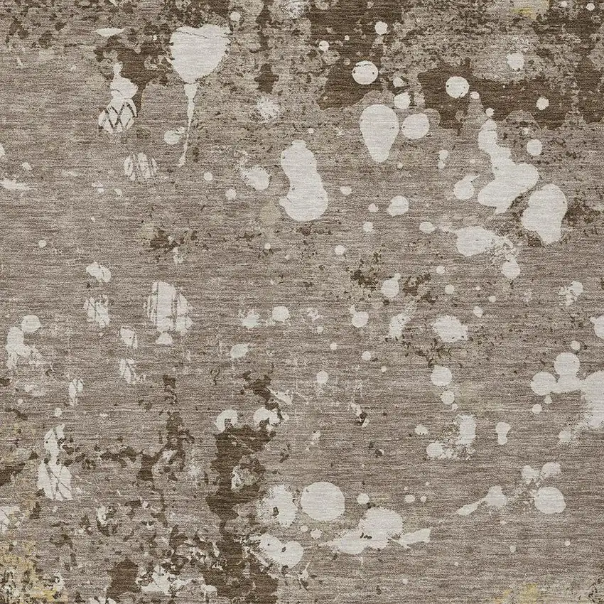 Taupe And Ivory Abstract Washable Indoor Outdoor Area Rug Photo 3