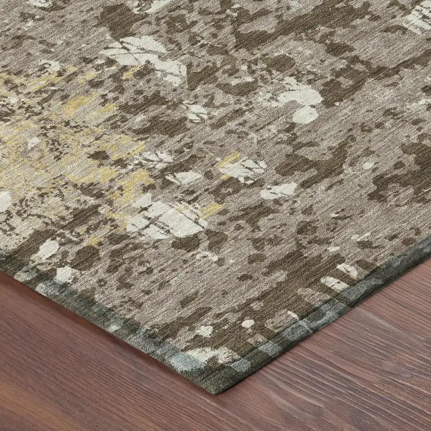 Taupe And Ivory Abstract Washable Indoor Outdoor Area Rug Photo 7
