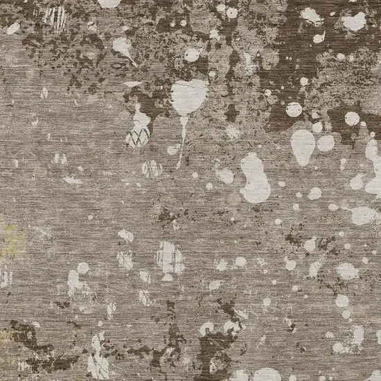 Taupe And Ivory Abstract Washable Indoor Outdoor Area Rug Photo 5