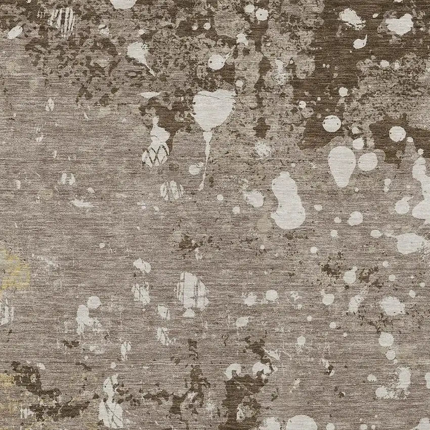 Taupe And Ivory Abstract Washable Indoor Outdoor Area Rug Photo 5