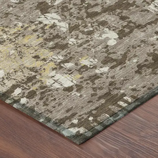 Taupe And Ivory Abstract Washable Indoor Outdoor Area Rug Photo 7