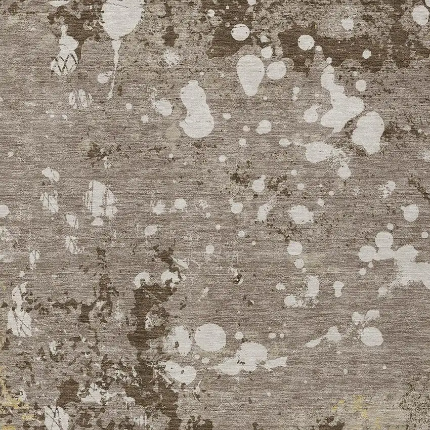 Taupe And Ivory Abstract Washable Indoor Outdoor Area Rug Photo 3