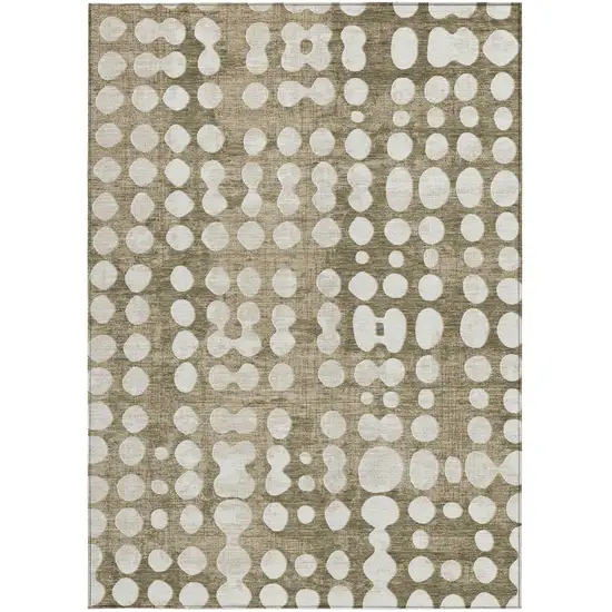 Taupe And Ivory Abstract Washable Indoor Outdoor Area Rug Photo 7