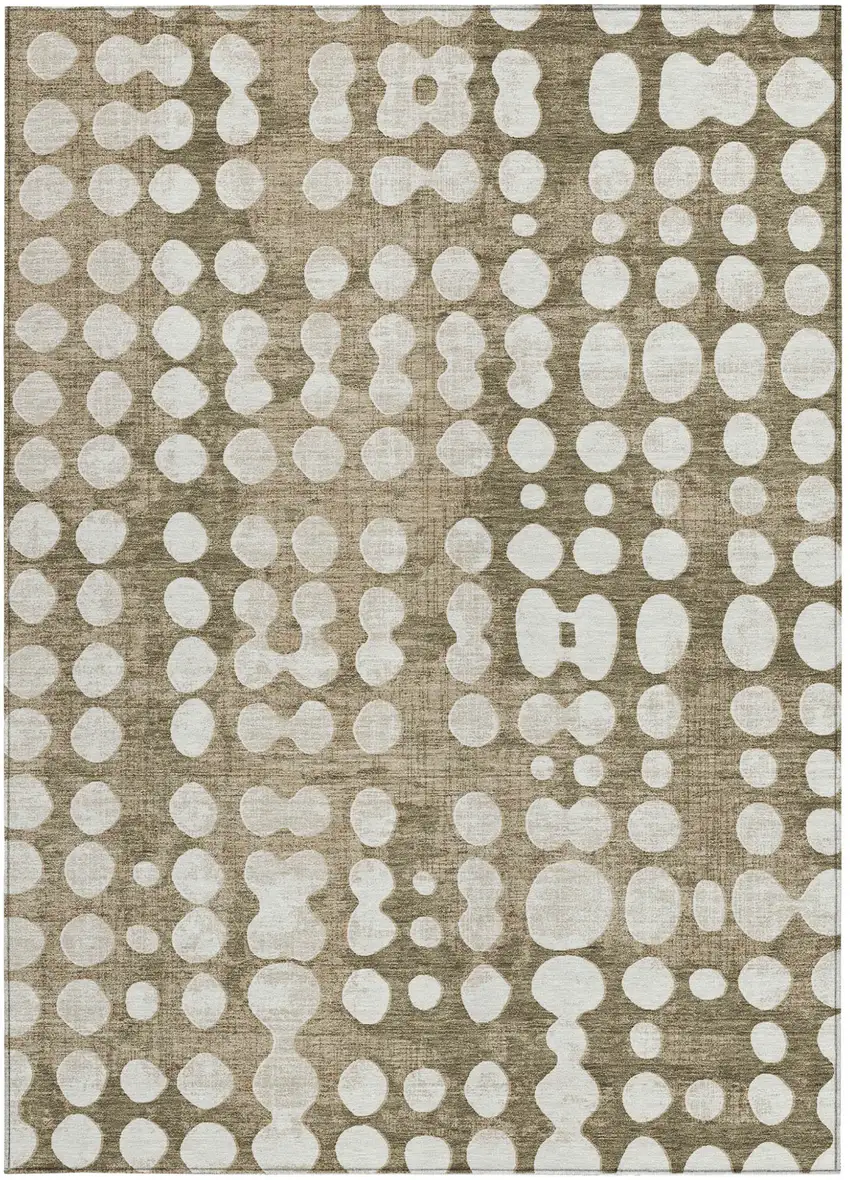 Taupe And Ivory Abstract Washable Indoor Outdoor Area Rug Photo 7
