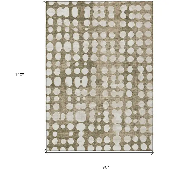Taupe And Ivory Abstract Washable Indoor Outdoor Area Rug Photo 3